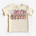 Let's Go Ghouls Halloween graphic on natural T-shirt