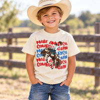 Child wearing Make America Cowboy Again Shirt