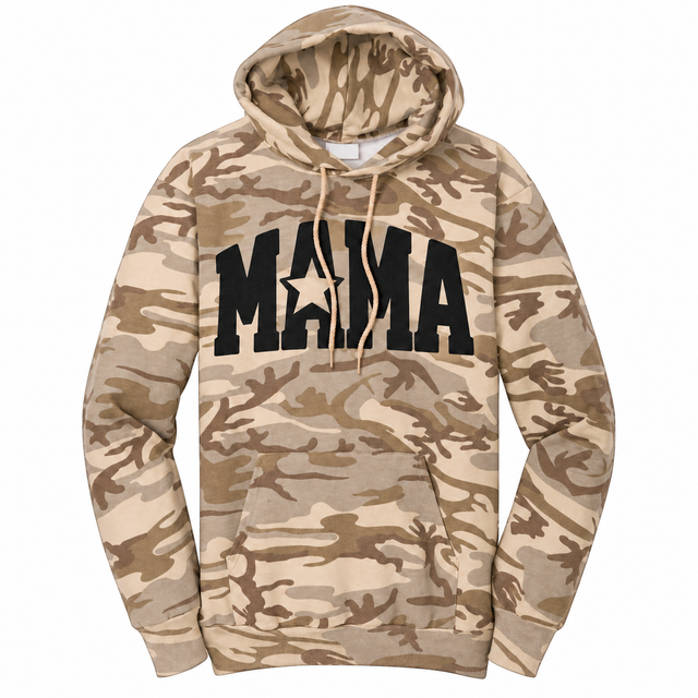 MAMA star graphic hoodie in Desert Camo