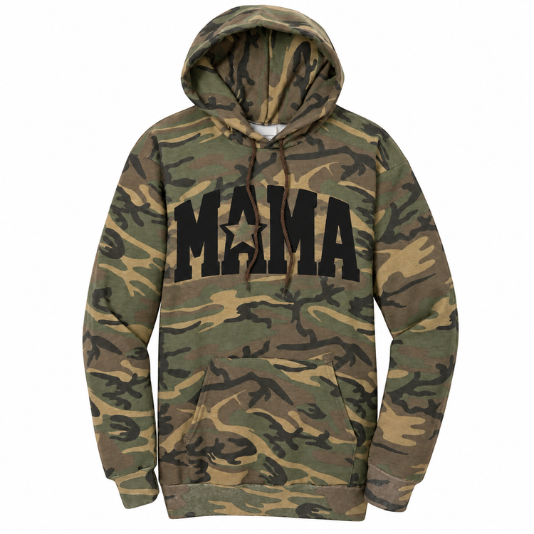 MAMA star graphic hoodie in Military Camo