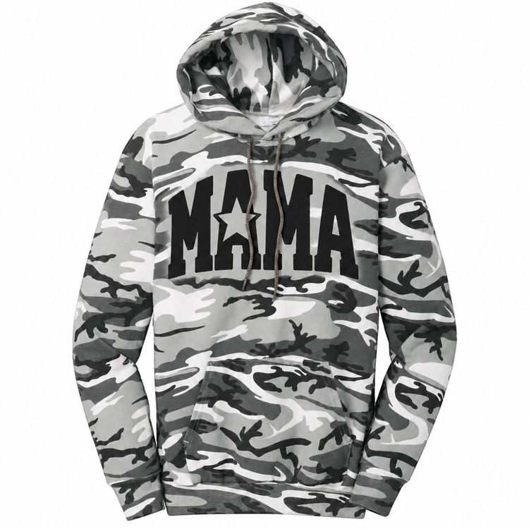 MAMA star graphic hoodie in White Gray Camo