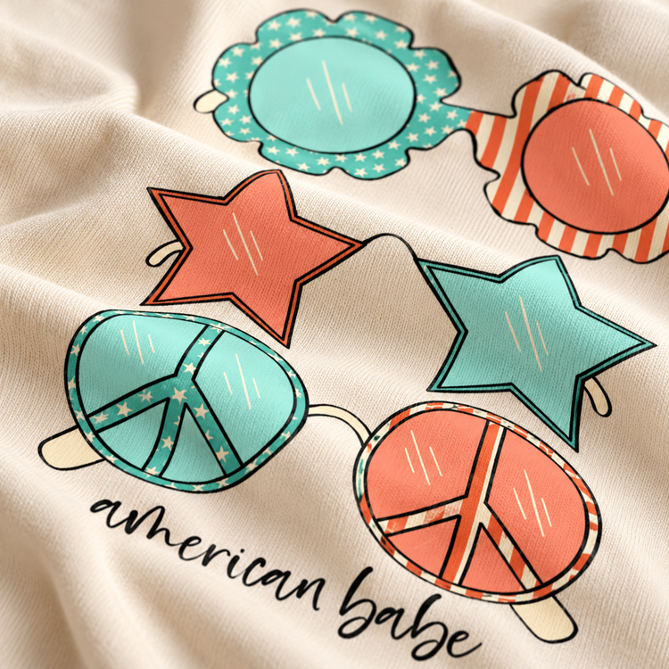 Generated close-up design visualization of American Babe Shirt
