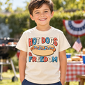 Child wearing Natural Hot Dogs And Freedom Shirt outdoors