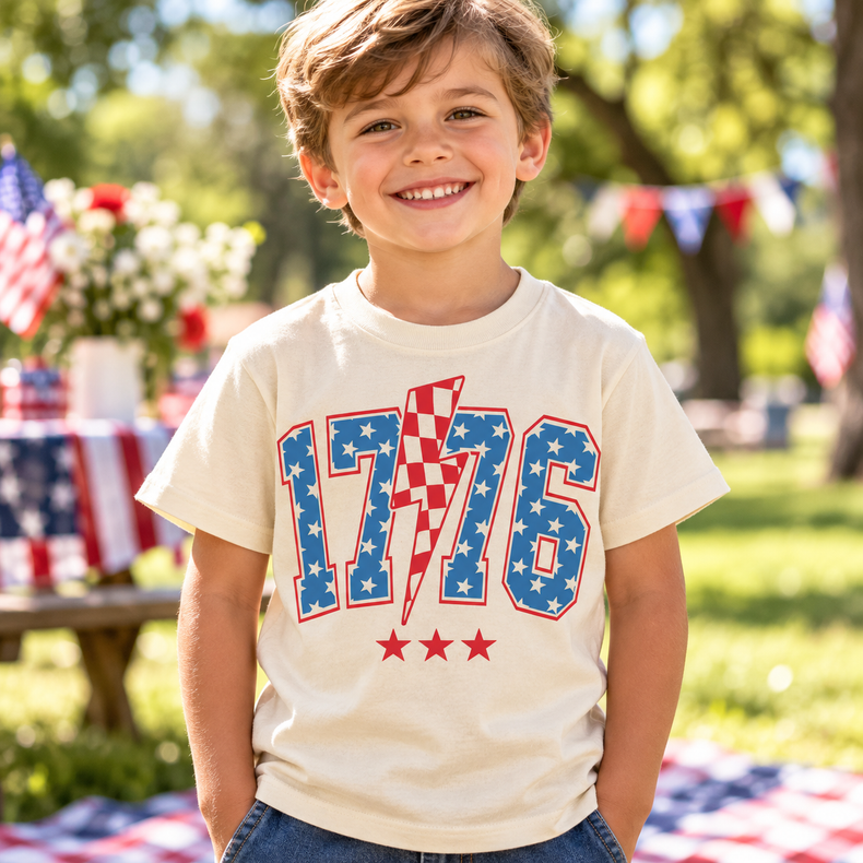 Child wearing Natural Independence Day America Shirt outdoors