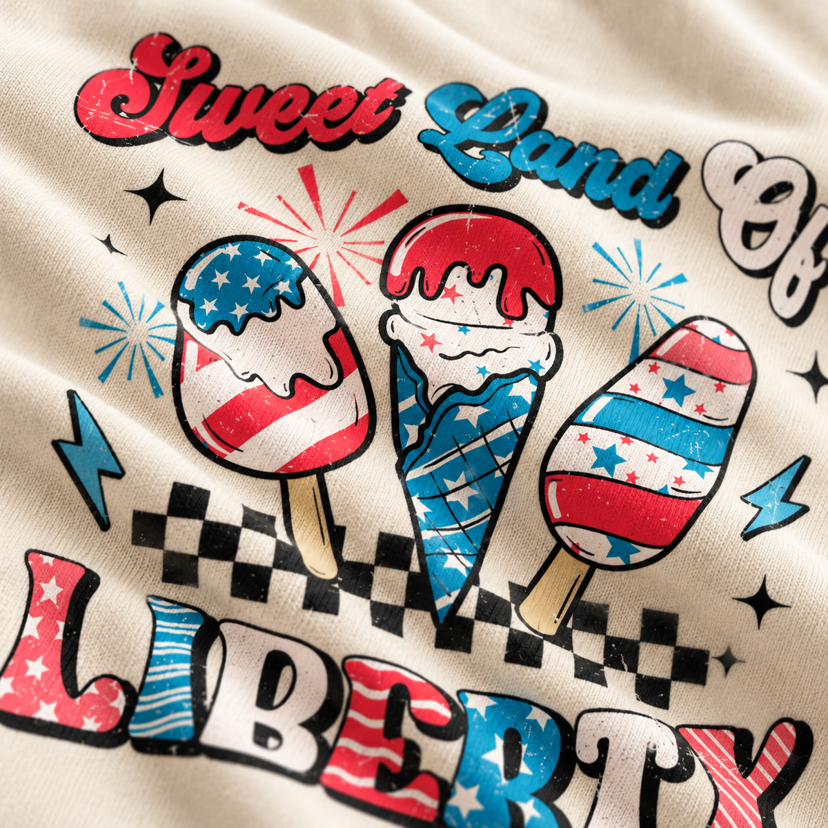 Generated close-up design visualization of Sweet Land Of Liberty Shirt