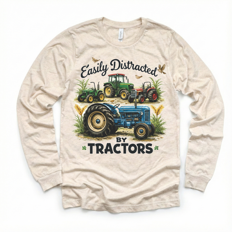 Easily Distracted By Tractors Farm Shirt - Kids Farm Tractor Tee - Madi Moosh Boutique