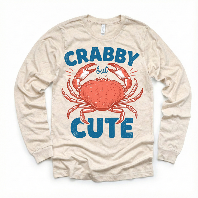 Crabby But Cute Kids Summer Beach T-Shirt – Funny Crab Graphic Tee | Beach Summer Toddler Shirt