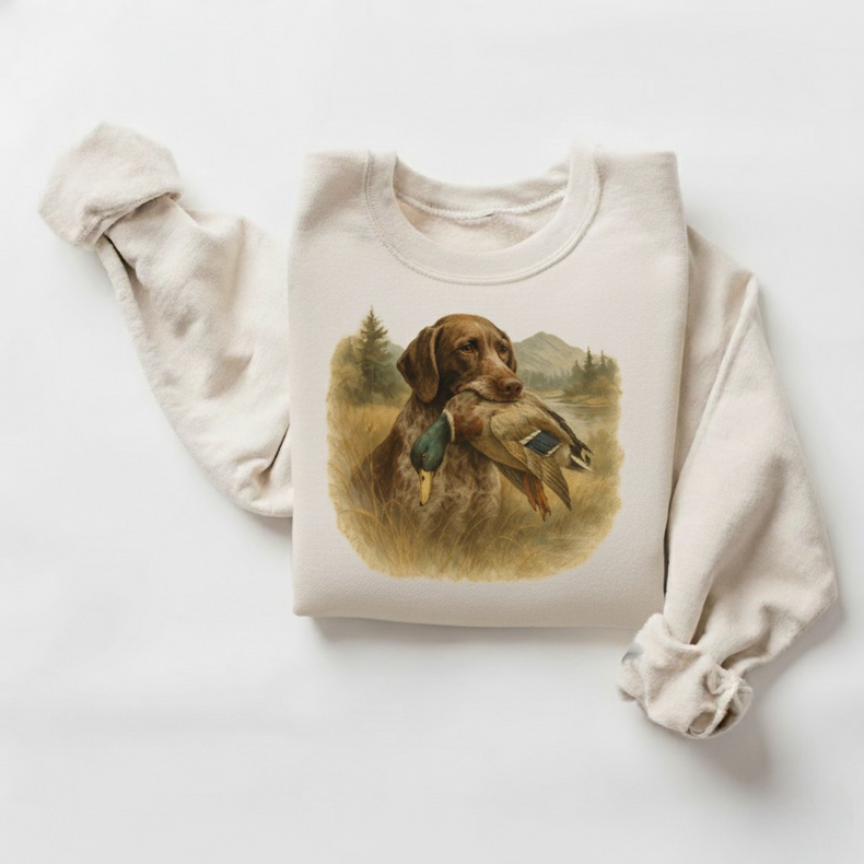 Duck Hunting Dog Retro Watercolor Sweatshirt  - 90's Style Sweater