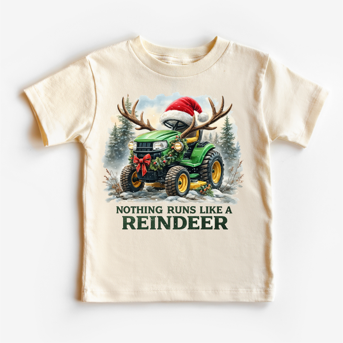 Nothing Runs Like A Reindeer Christmas Tractor, Farm Christmas graphic T-shirt by Madi Moosh