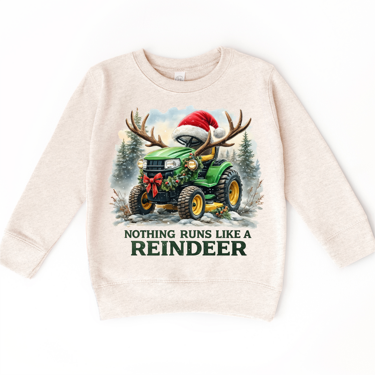 Nothing Runs Like A Reindeer Christmas Tractor, Farm Christmas graphic sweatshirt by Madi Moosh