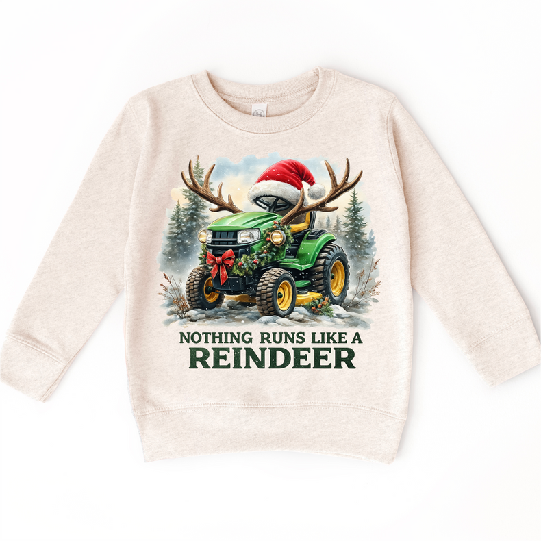 Nothing Runs Like A Reindeer Christmas Tractor Sweatshirt - Farm Christmas Tee