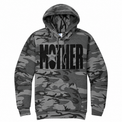 Mother star graphic on Black Heather Camo pullover hoodie