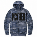 Mother star graphic on Heather Navy Camo pullover hoodie