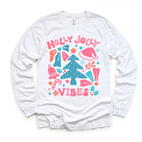 Boho Holly Jolly Vibes Christmas, Long Sleeve Tees & Sweatshirts graphic T-shirt by Madi Moosh