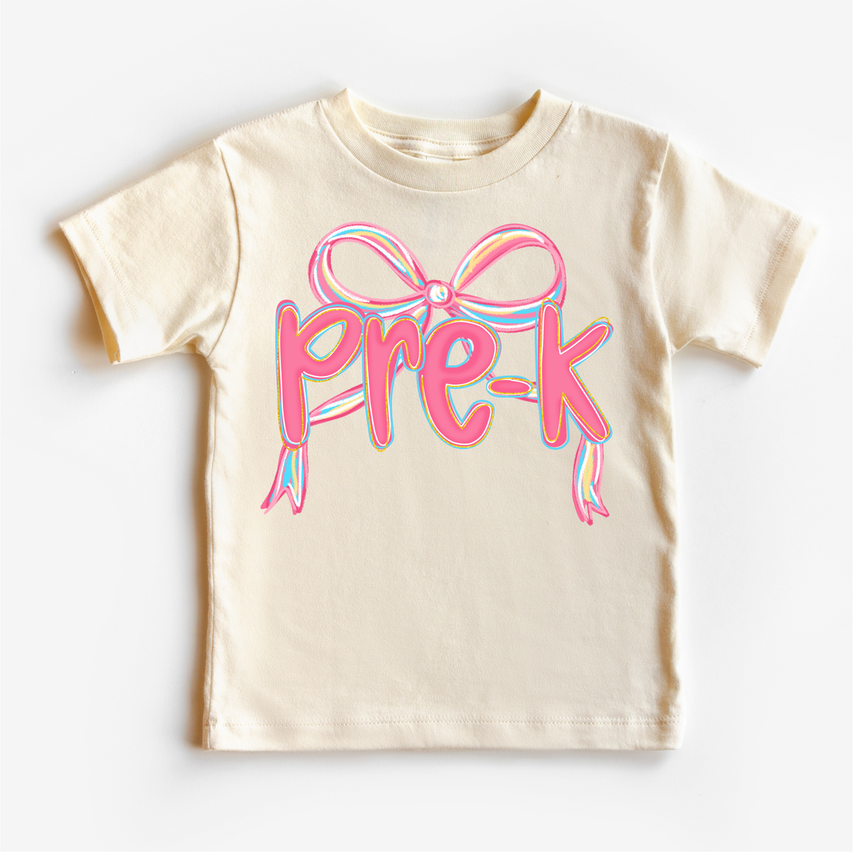 Girls Pre-K Bow Back To School, First Day Of School graphic T-shirt by Madi Moosh