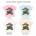 Merry Farmmas Santa tractor shirt colors in pink, ice blue, white and natural