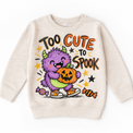 Too Cute to Spook Halloween kids sweatshirt in natural heather