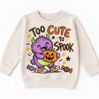 Too Cute to Spook Halloween kids sweatshirt in natural heather
