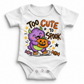 Too Cute to Spook Halloween white baby bodysuit