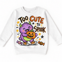 Too Cute to Spook Halloween white kids sweatshirt