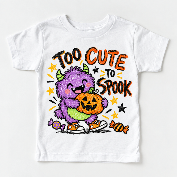 Too Cute to Spook Halloween white short sleeve tee
