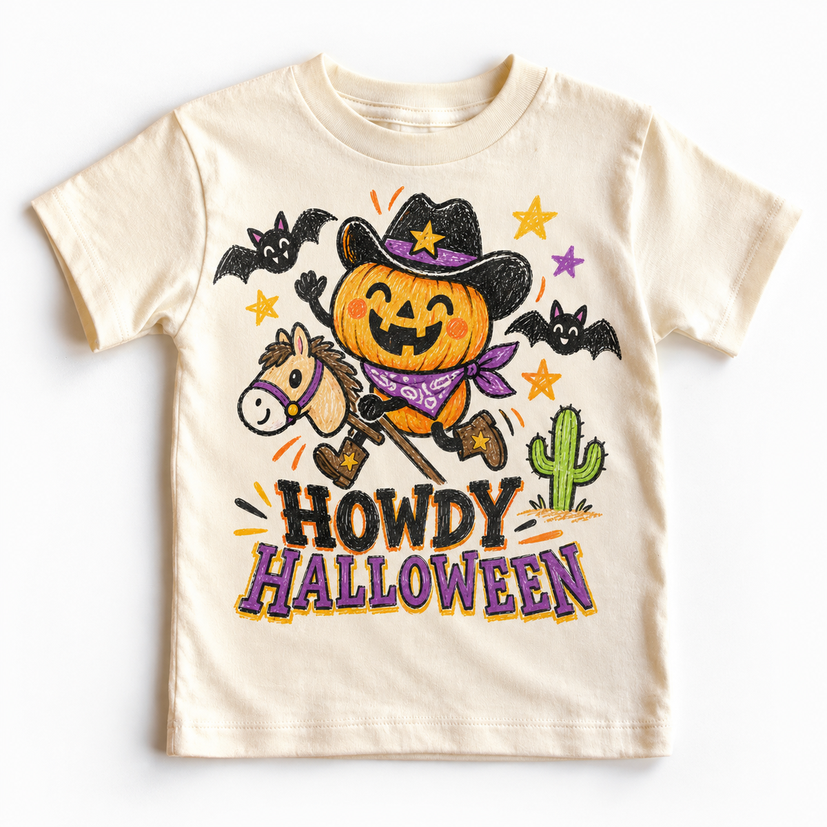 Howdy Halloween Western Shirt for Kids natural short sleeve tee
