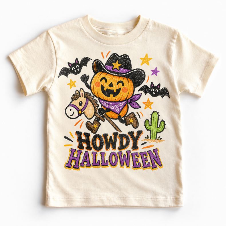 Howdy Halloween Western Shirt for Kids natural short sleeve tee