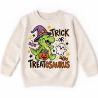 Trick or Treatosaurus Dinosaur Halloween Shirt for Kids – natural youth sweatshirt