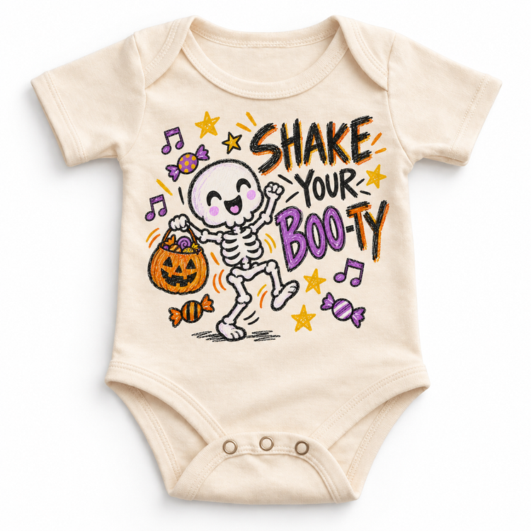 Shake Your Boo-Ty Skeleton Halloween Shirt for Kids – natural baby bodysuit