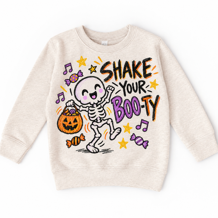 Shake Your Boo-Ty Skeleton Halloween Shirt for Kids – natural youth sweatshirt
