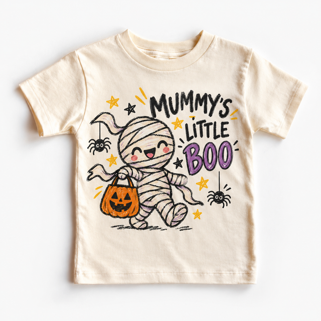 Mummy Boo Halloween Shirt for Kids natural short sleeve tee