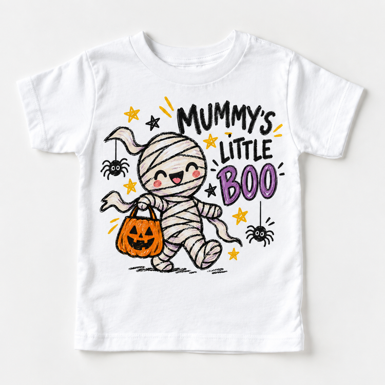 Mummy Boo Halloween Shirt for Kids – white short-sleeve youth shirt