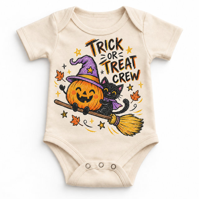 Trick or Treat Crew Halloween Shirt for Kids – natural baby bodysuit