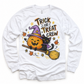 Trick or Treat Crew Halloween Shirt for Kids – white long-sleeve youth shirt