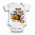 Trick or Treat Crew Halloween Shirt for Kids – white baby bodysuit