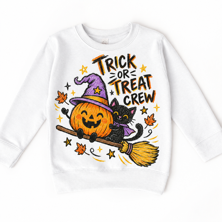 Trick or Treat Crew Halloween Shirt for Kids – white youth sweatshirt