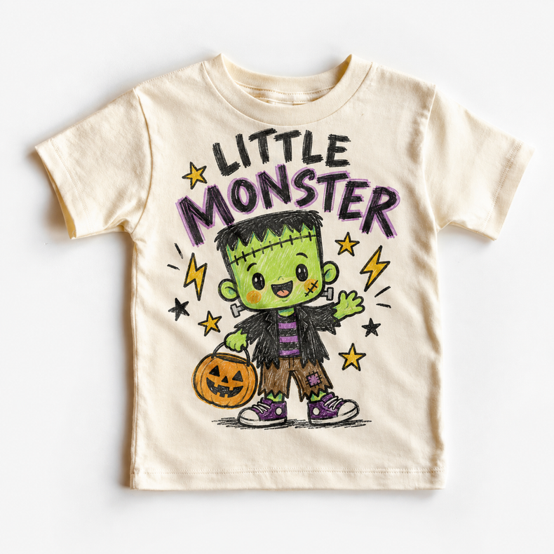 Little Monster Halloween Shirt for Kids natural short sleeve tee