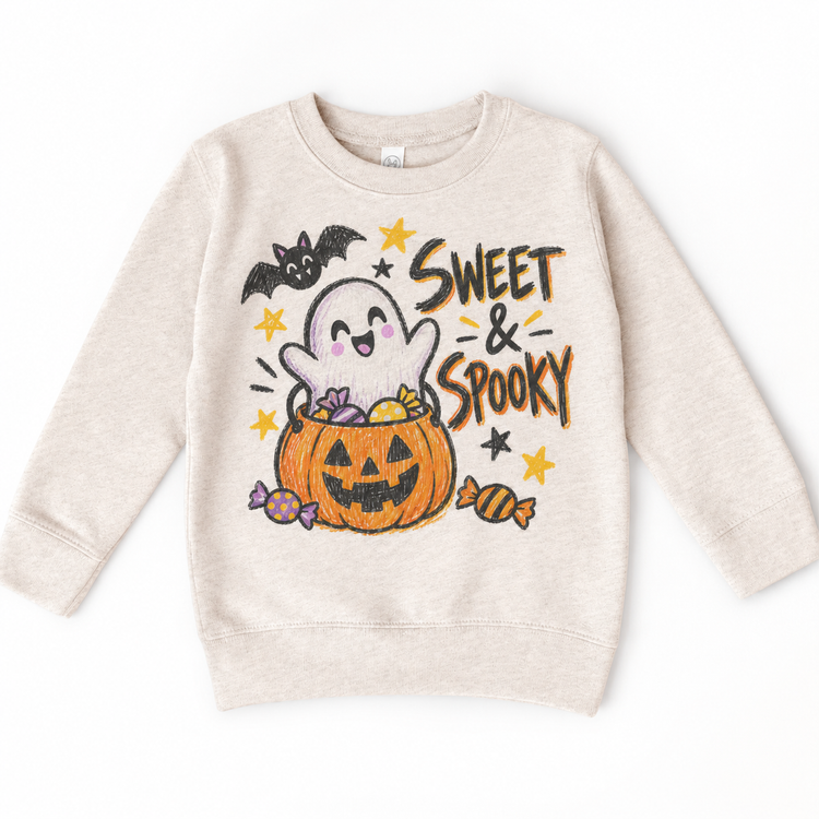 Sweet and Spooky Ghost Halloween Shirt for Kids – natural youth sweatshirt