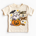 Sweet and Spooky Ghost Halloween Shirt for Kids natural short sleeve tee
