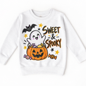 Sweet and Spooky Ghost Halloween Shirt for Kids – white youth sweatshirt