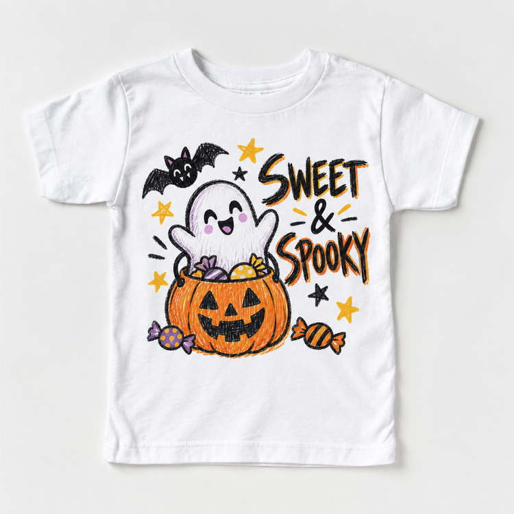 Sweet and Spooky Ghost Halloween Shirt for Kids – white short-sleeve youth shirt