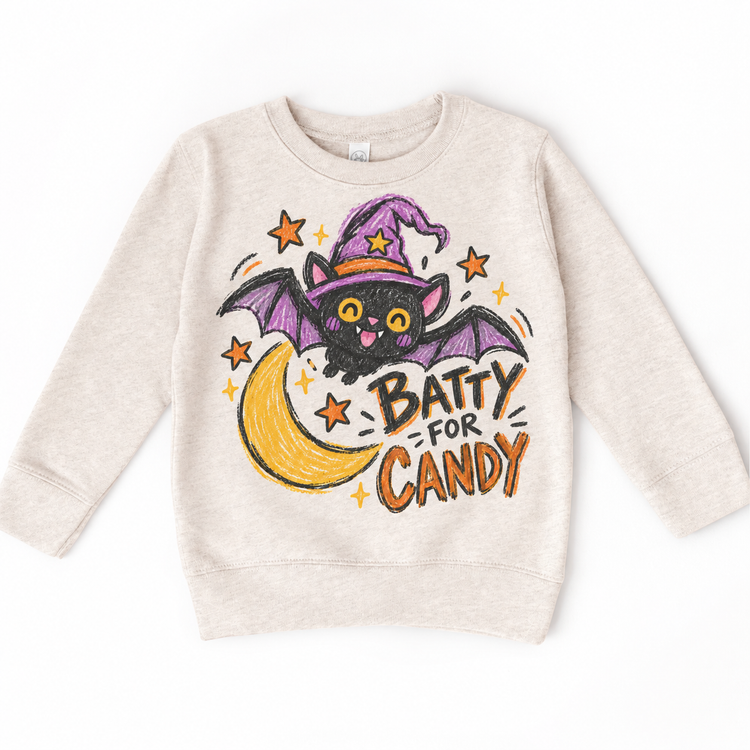Batty for Candy Halloween Shirt for Kids – natural youth sweatshirt