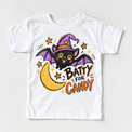 Batty for Candy Halloween Shirt for Kids – white short-sleeve youth shirt