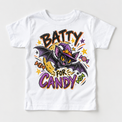 Batty for Candy Halloween Shirt for Kids – white short-sleeve youth shirt