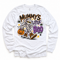 Mummy's Little Boo Halloween Shirt for Kids – white long-sleeve youth shirt