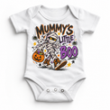 Mummy's Little Boo Halloween Shirt for Kids – white baby bodysuit