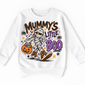 Mummy's Little Boo Halloween Shirt for Kids – white youth sweatshirt