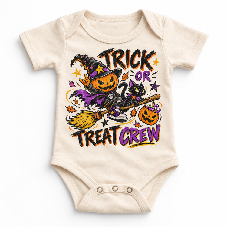 Trick or Treat Crew Halloween Shirt for Kids – natural baby bodysuit