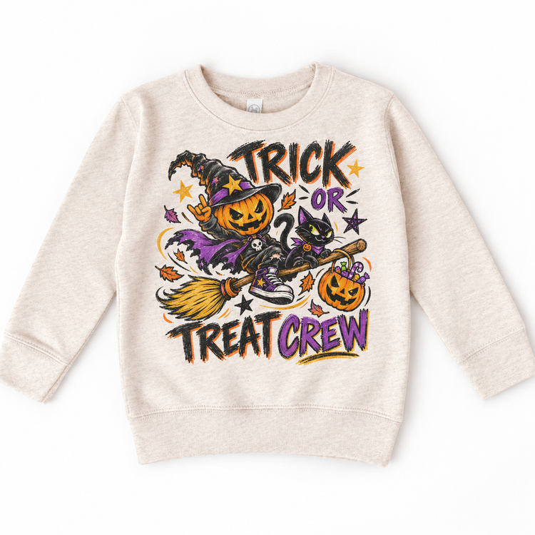 Trick or Treat Crew Halloween Shirt for Kids – natural youth sweatshirt