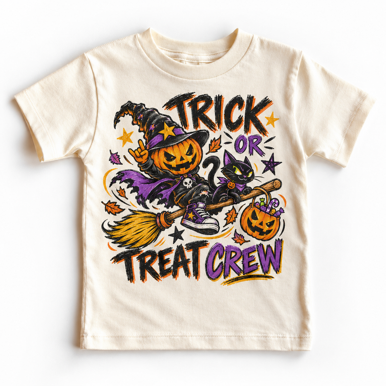 Trick or Treat Crew Halloween Shirt for Kids natural short sleeve tee